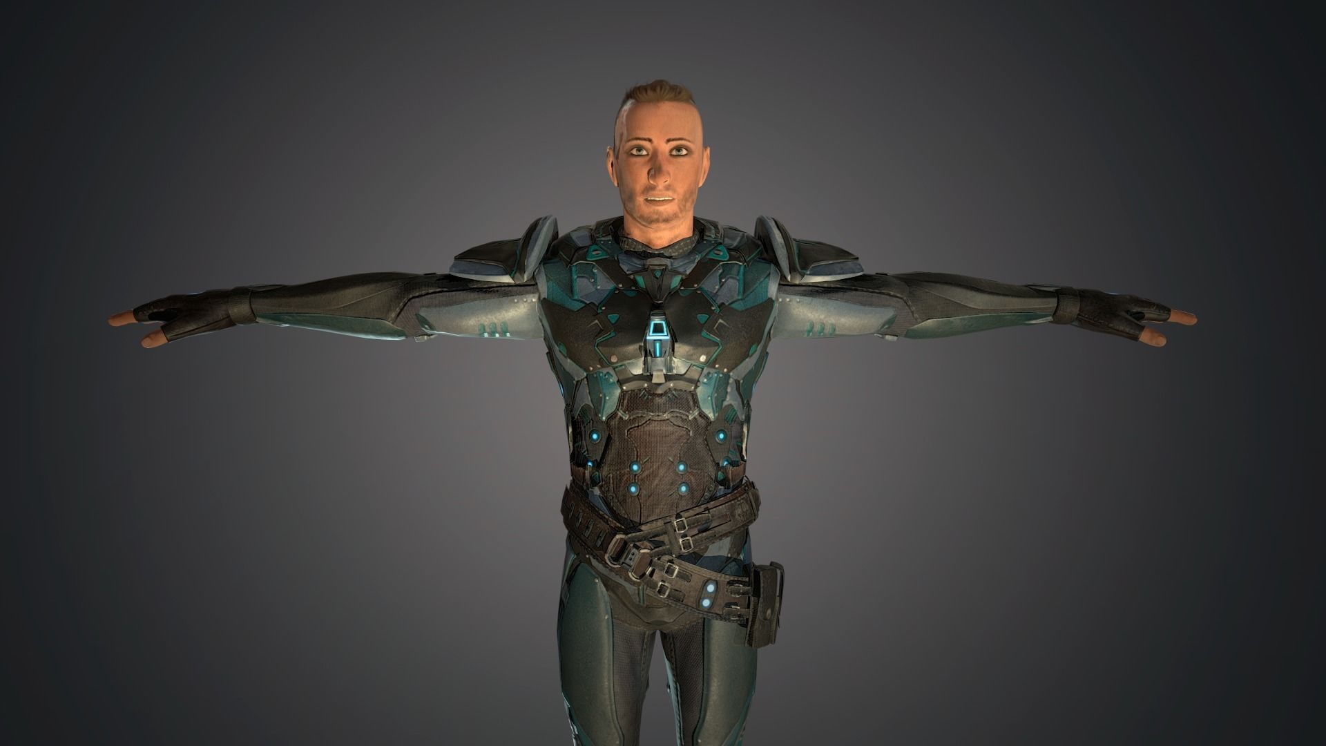 Ranger with plasma gun Low-poly 3D model_13