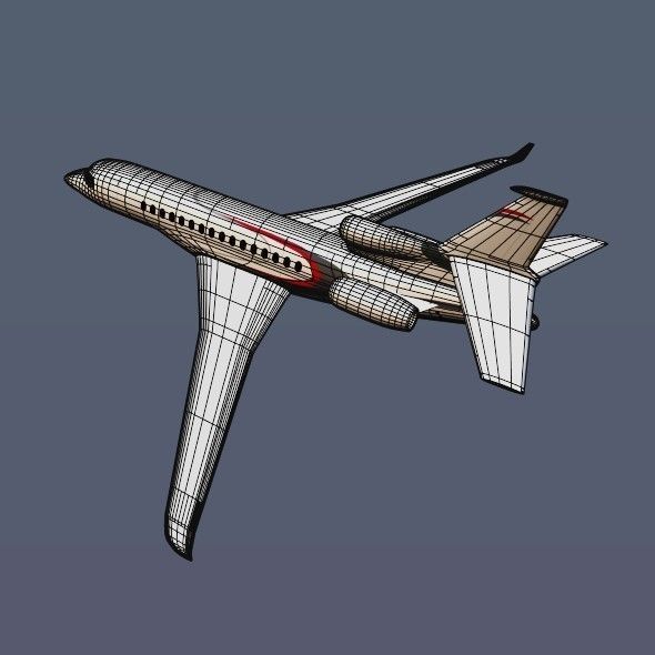Lowpoly Dassault Falcon 8x luxury jet Low-poly 3D model_11
