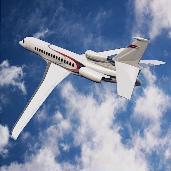 Lowpoly Dassault Falcon 8x luxury jet Low-poly 3D model_5