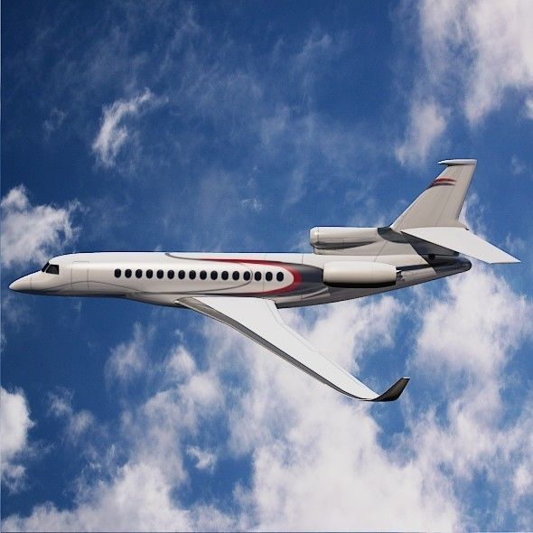 Lowpoly Dassault Falcon 8x luxury jet Low-poly 3D model_7