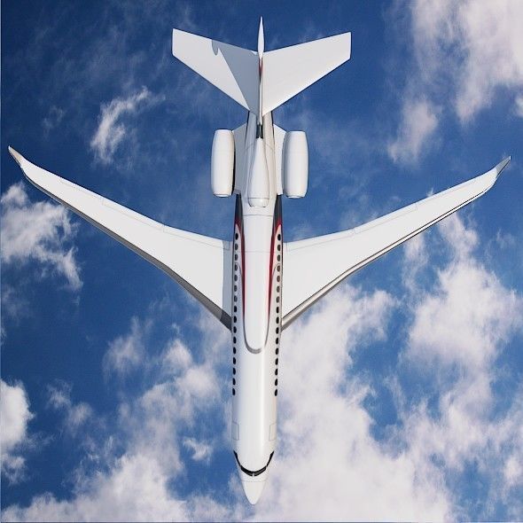 Lowpoly Dassault Falcon 8x luxury jet Low-poly 3D model_6