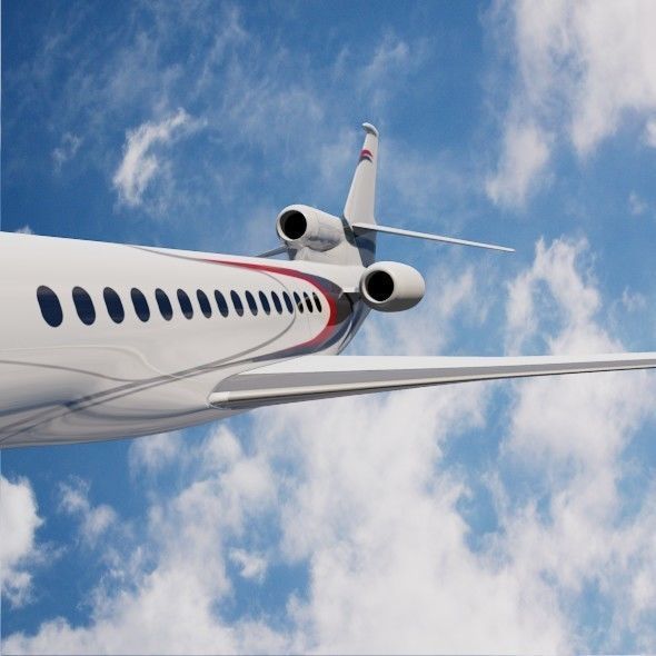 Lowpoly Dassault Falcon 8x luxury jet Low-poly 3D model_1
