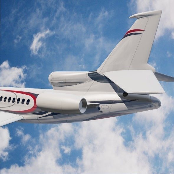 Lowpoly Dassault Falcon 8x luxury jet Low-poly 3D model_2