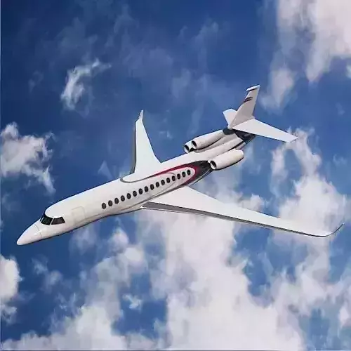 Lowpoly Dassault Falcon 8x luxury jet Low-poly 3D model
