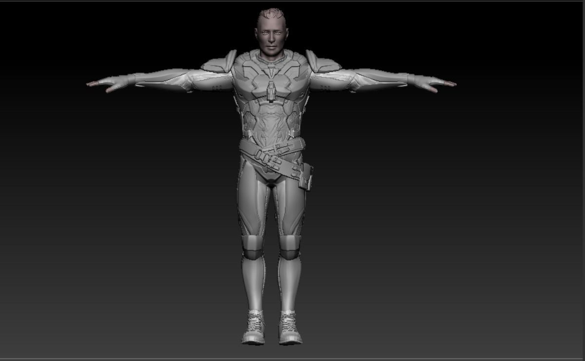 Ranger with plasma gun High poly model 3D print model_1