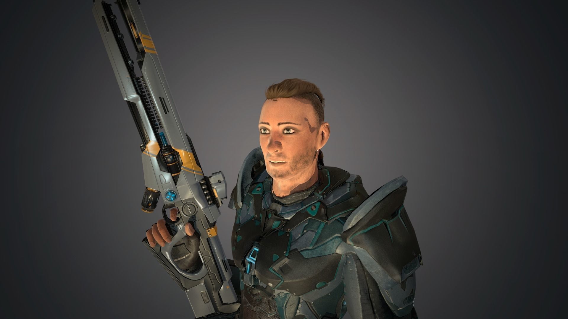 Ranger with plasma gun High poly model 3D print model_5