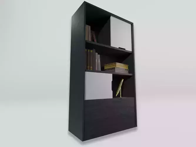 BOOKCASE WITH BOOKS Low-poly 3D model