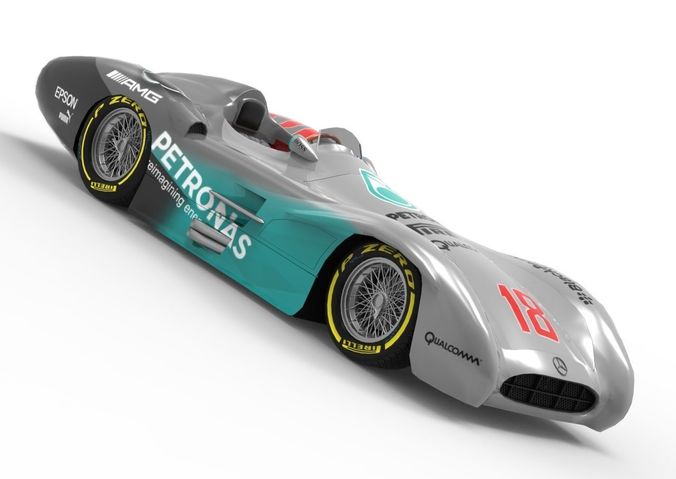 Mercedes Benz streamliner w196 Low-poly 3D model