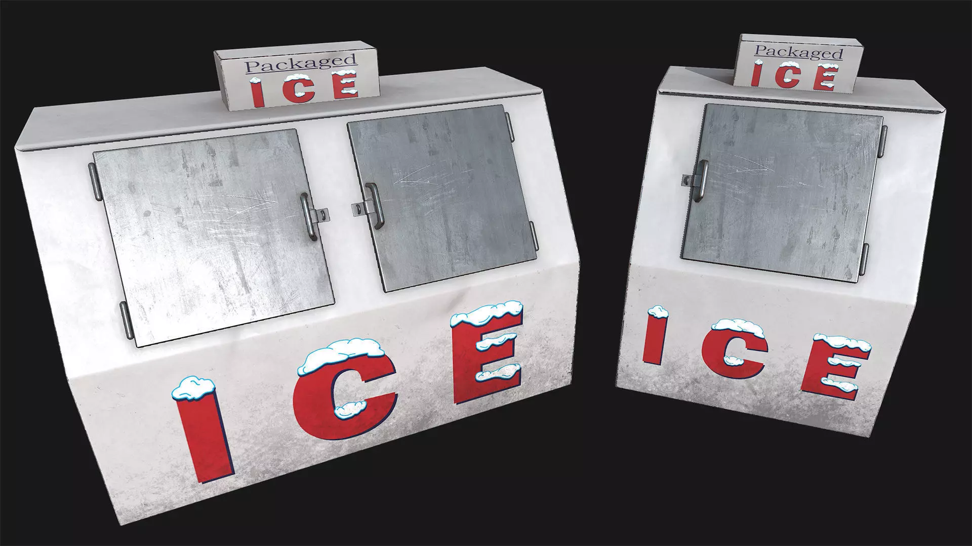 Low Poly PBR Ice Boxes Low-poly 3D model_0