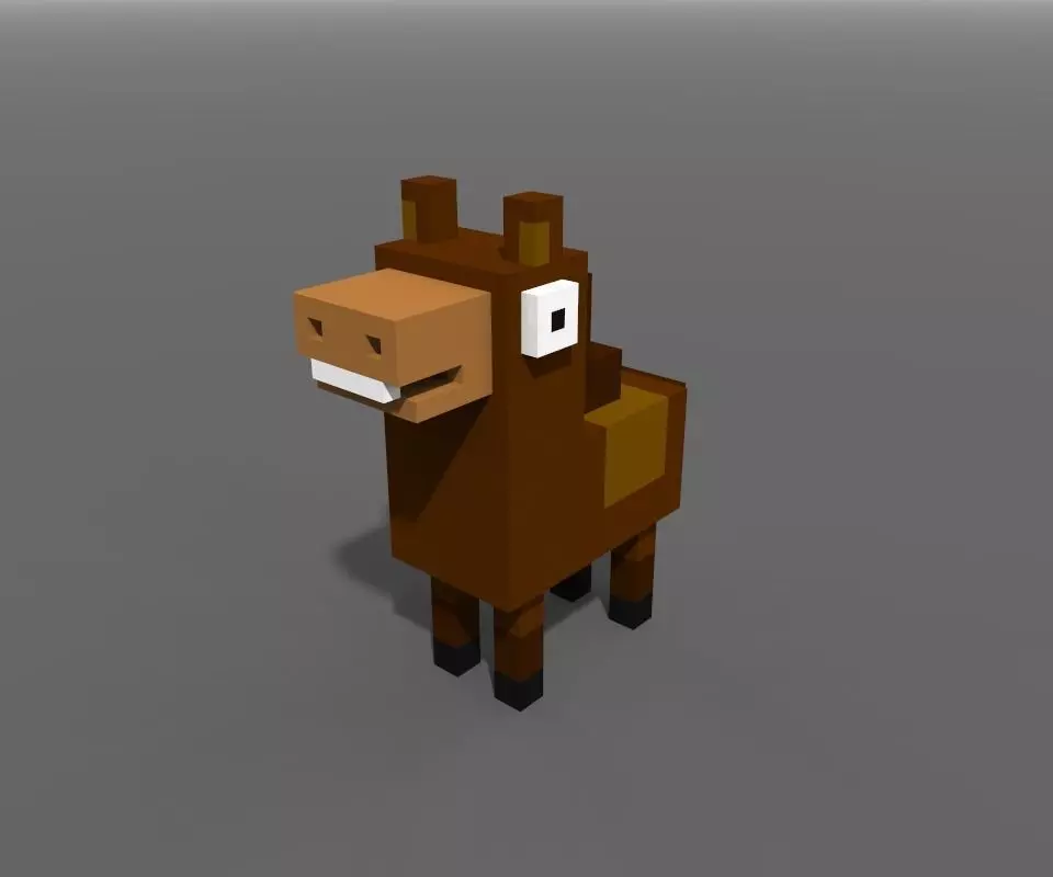 Voxel Thoroughbred 3D model_0