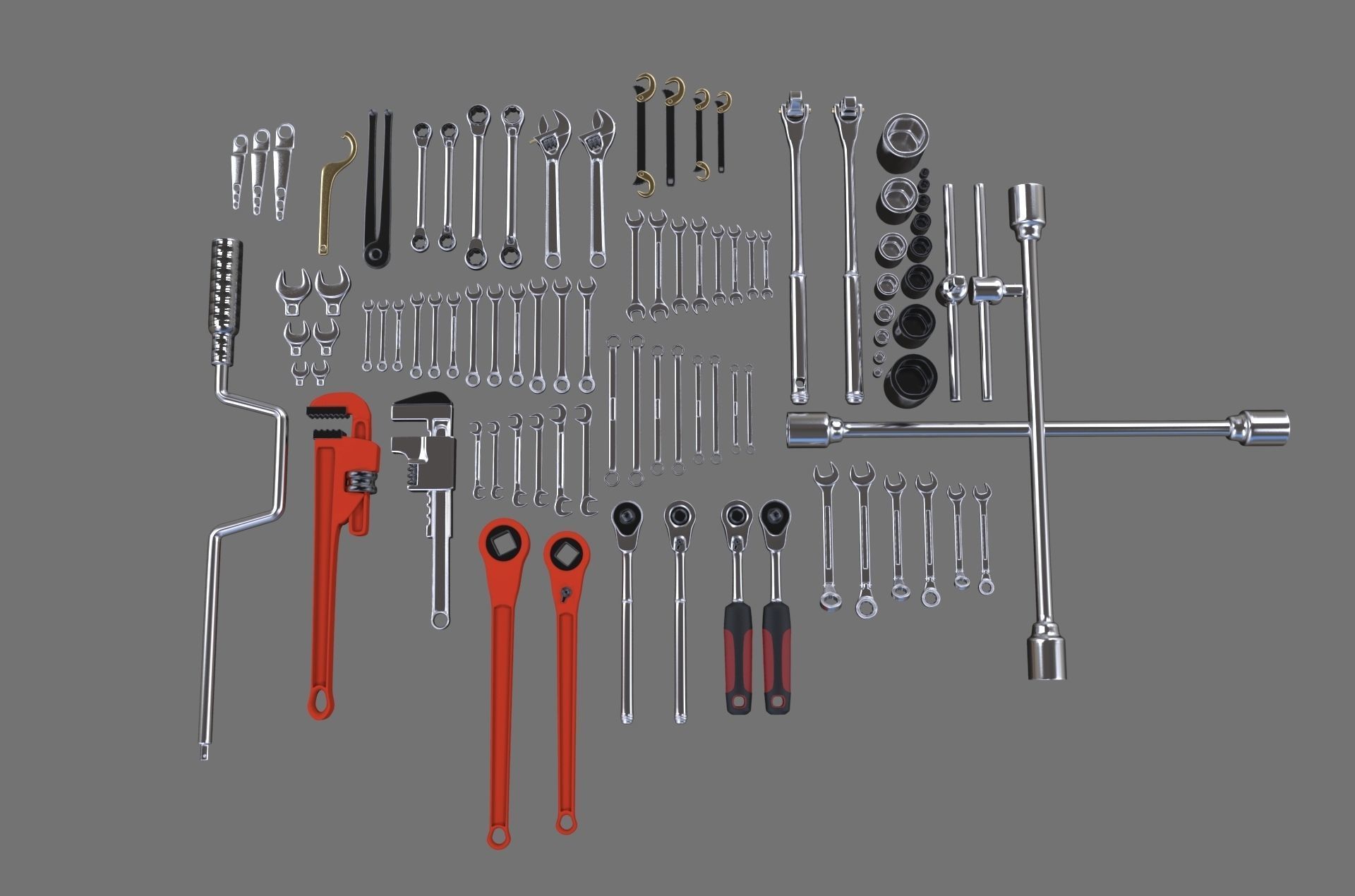 Kitbash Vault Tools Wrenches Low-poly 3D model_4