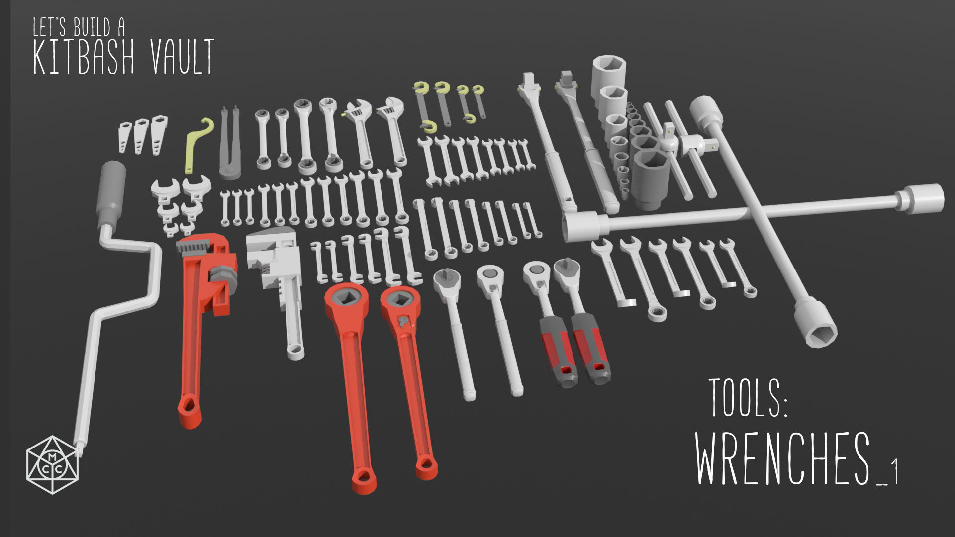 Kitbash Vault Tools Wrenches Low-poly 3D model_2