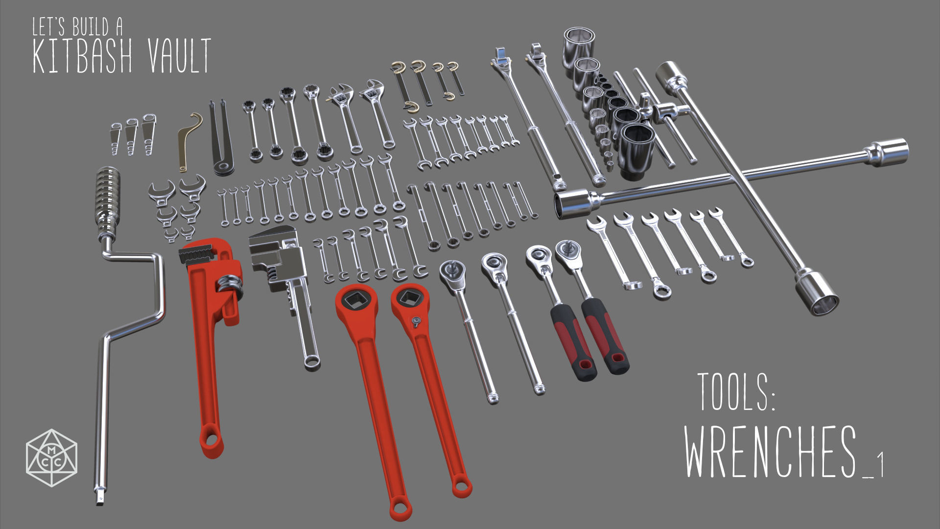 Kitbash Vault Tools Wrenches Low-poly 3D model_3