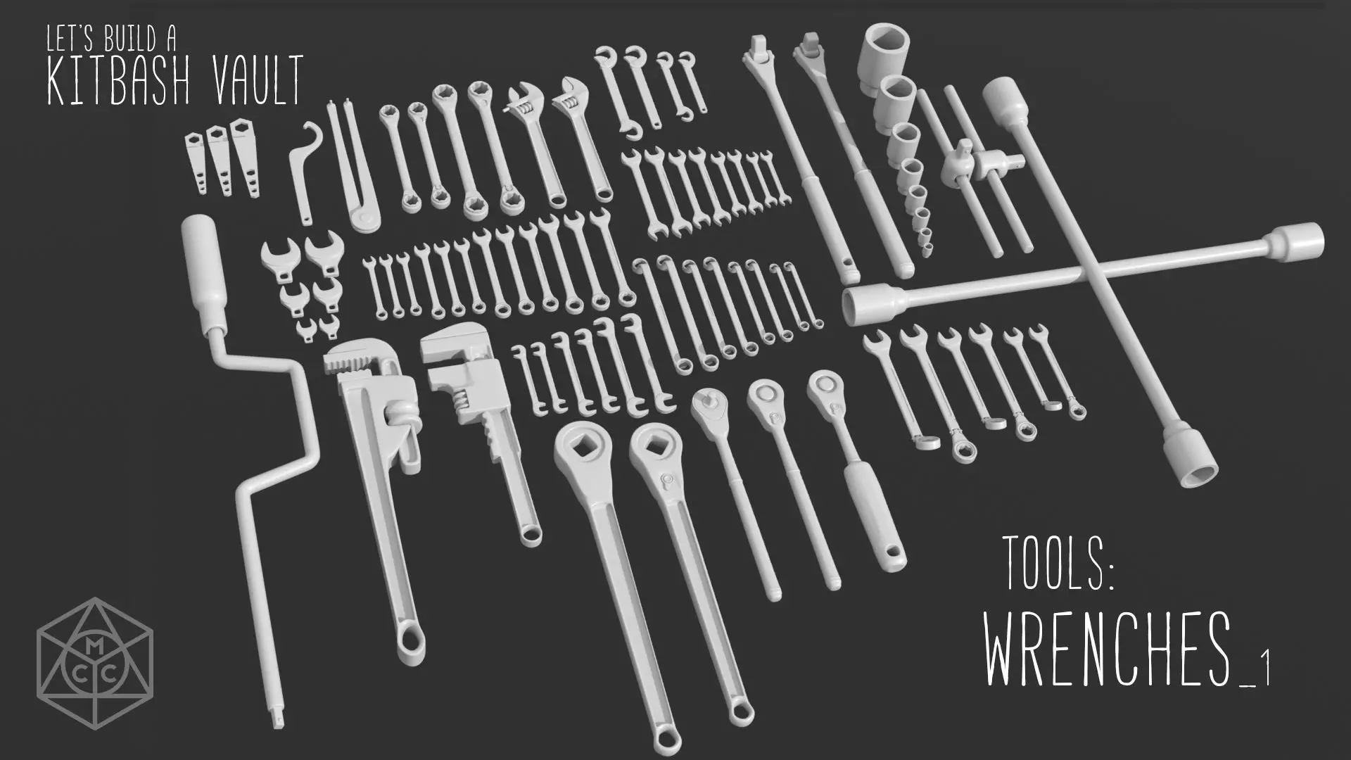 Kitbash Vault Tools Wrenches Low-poly 3D model_0