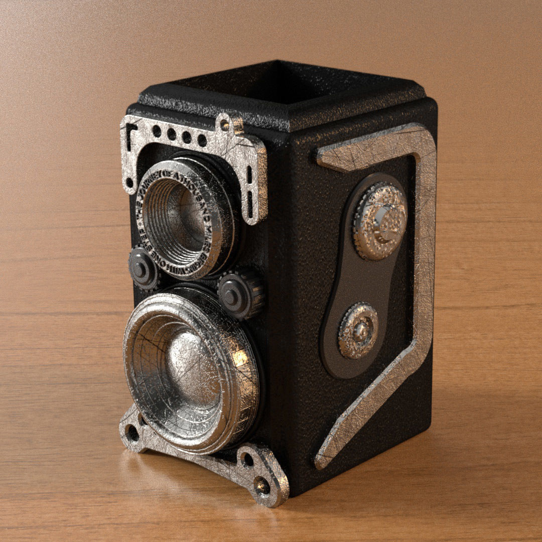 RETRO CAMERA FLOWERPOT 3D print model_2