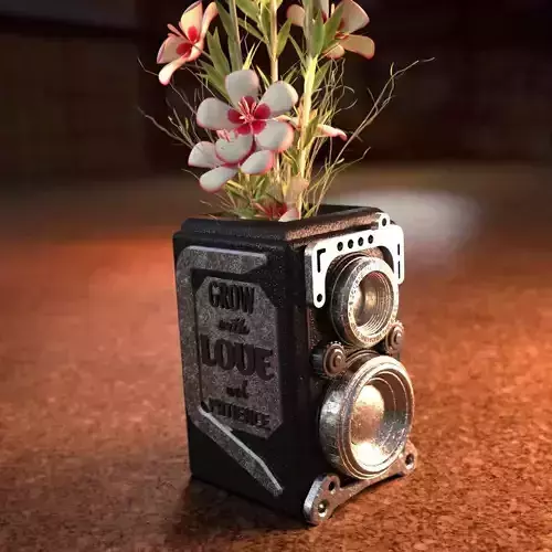RETRO CAMERA FLOWERPOT 3D print model