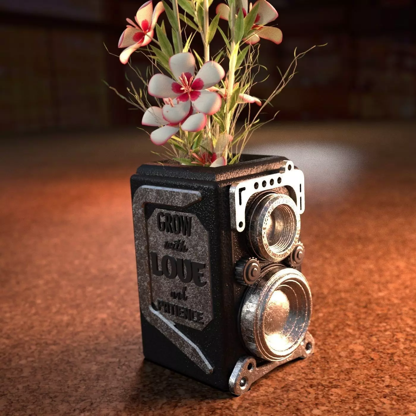 RETRO CAMERA FLOWERPOT 3D print model_0