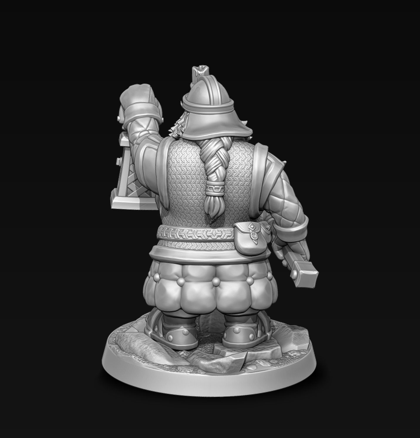 Dwarf miner with lantern 3D print model_2