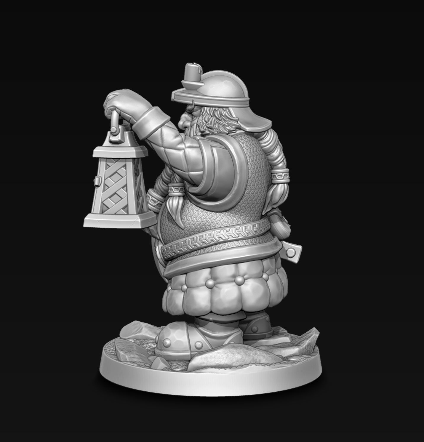 Dwarf miner with lantern 3D print model_3