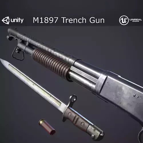 M1897 Trench Gun Low-poly 3D model