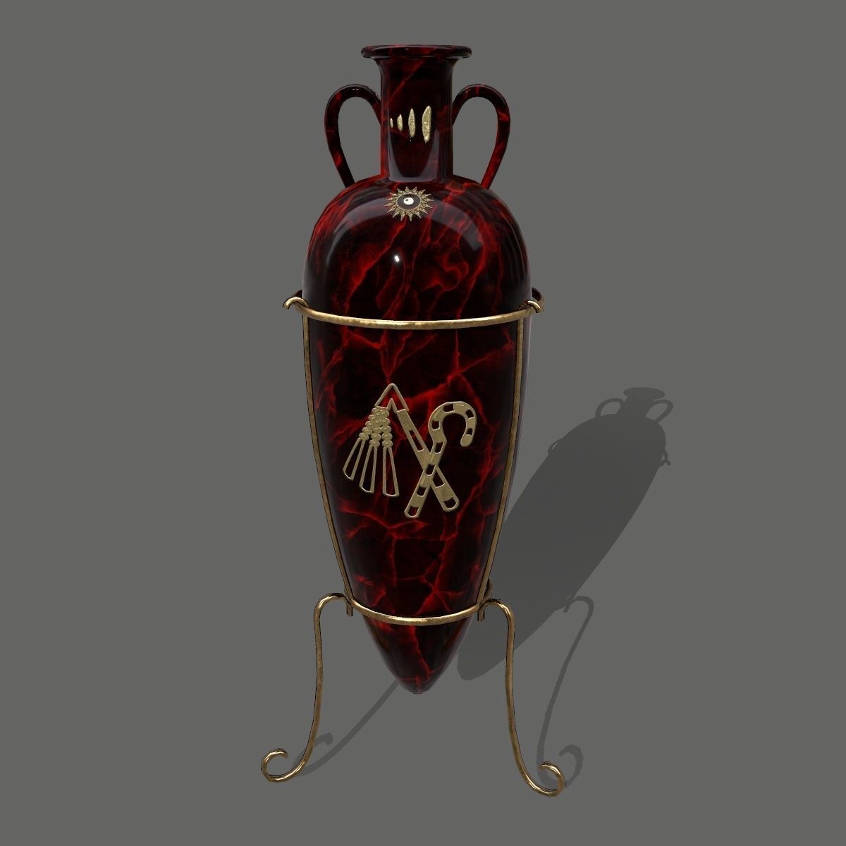 vase set egyptian Low-poly 3D model_4