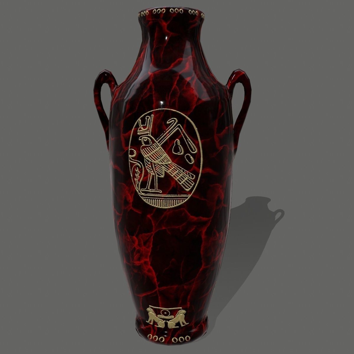 vase set egyptian Low-poly 3D model_23