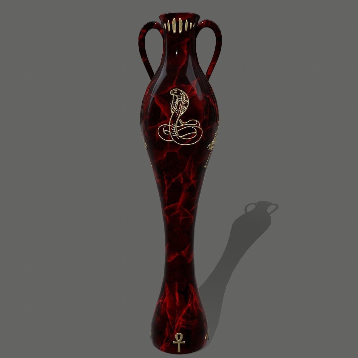 vase set egyptian Low-poly 3D model_37
