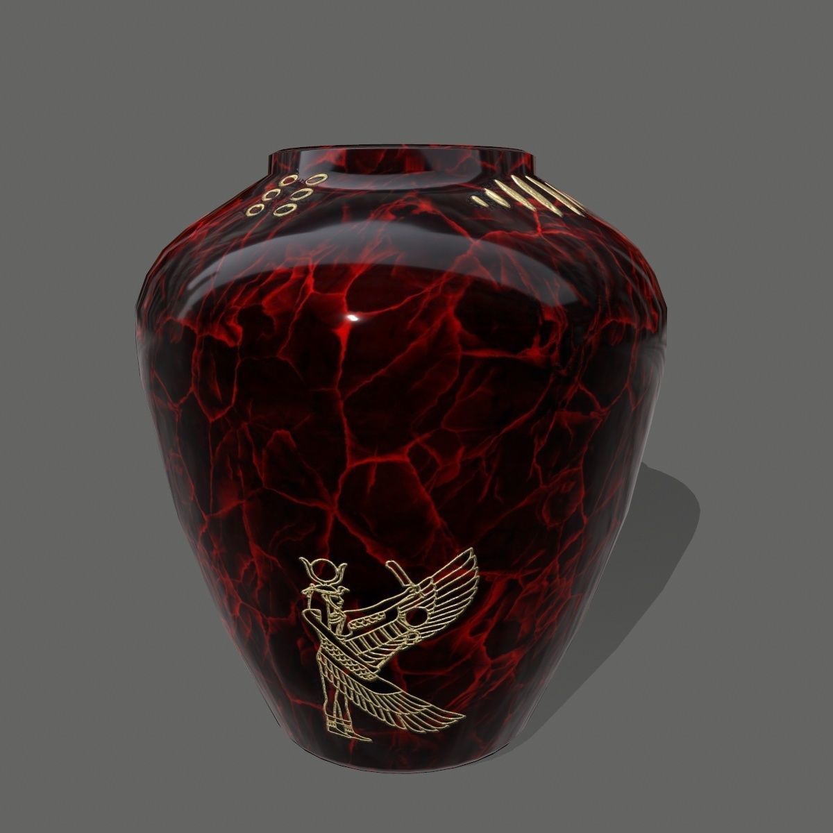 vase set egyptian Low-poly 3D model_8