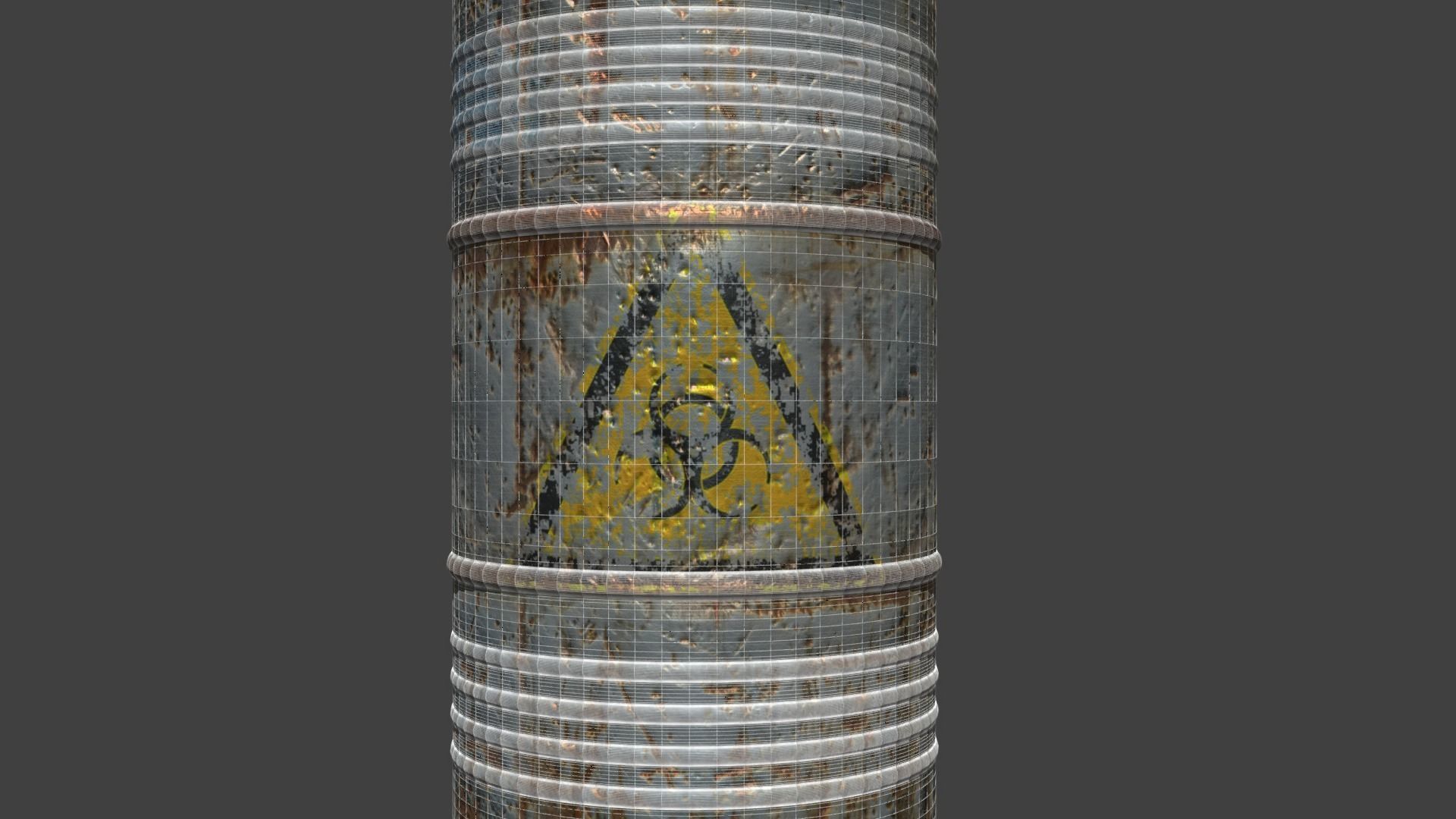 Old Blue Barrel Low-poly 3D model_7