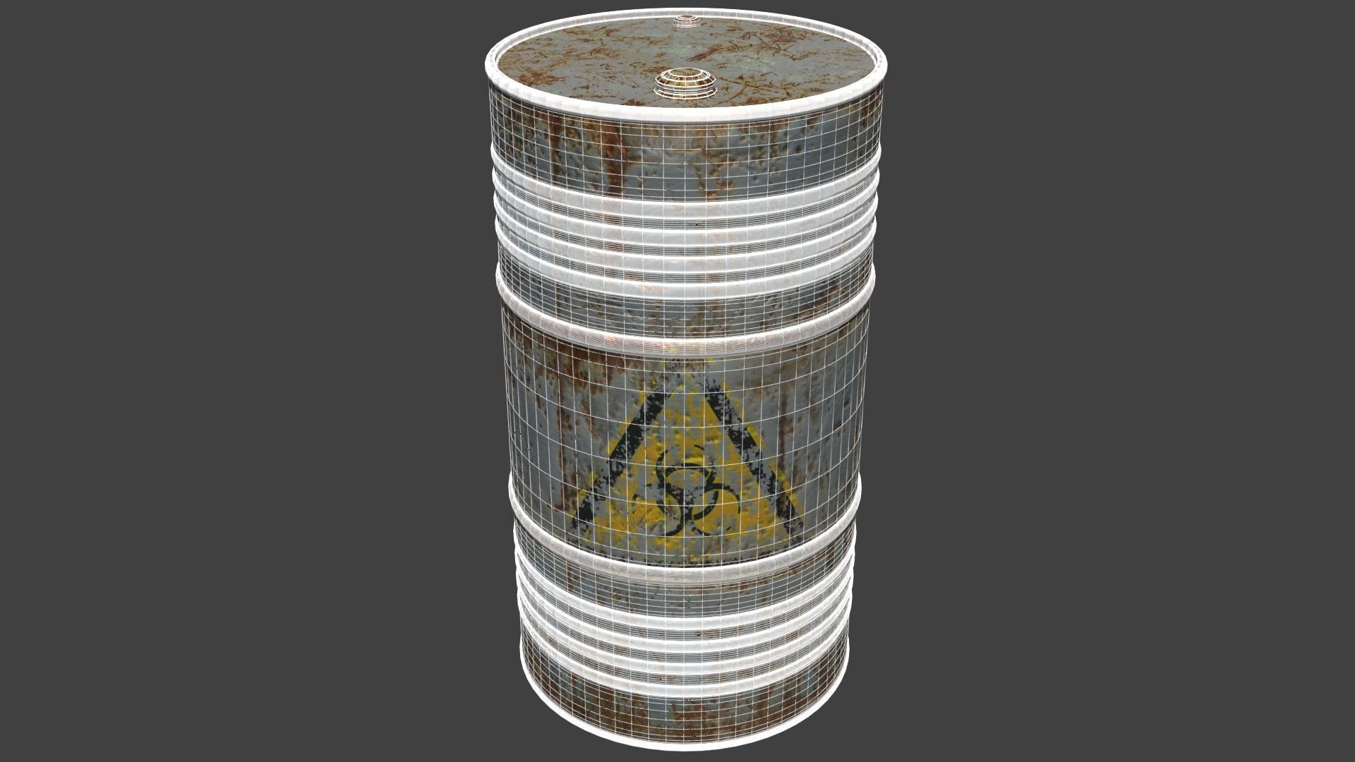 Old Blue Barrel Low-poly 3D model_6