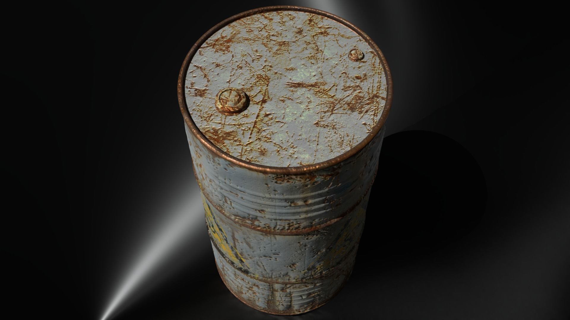 Old Blue Barrel Low-poly 3D model_5