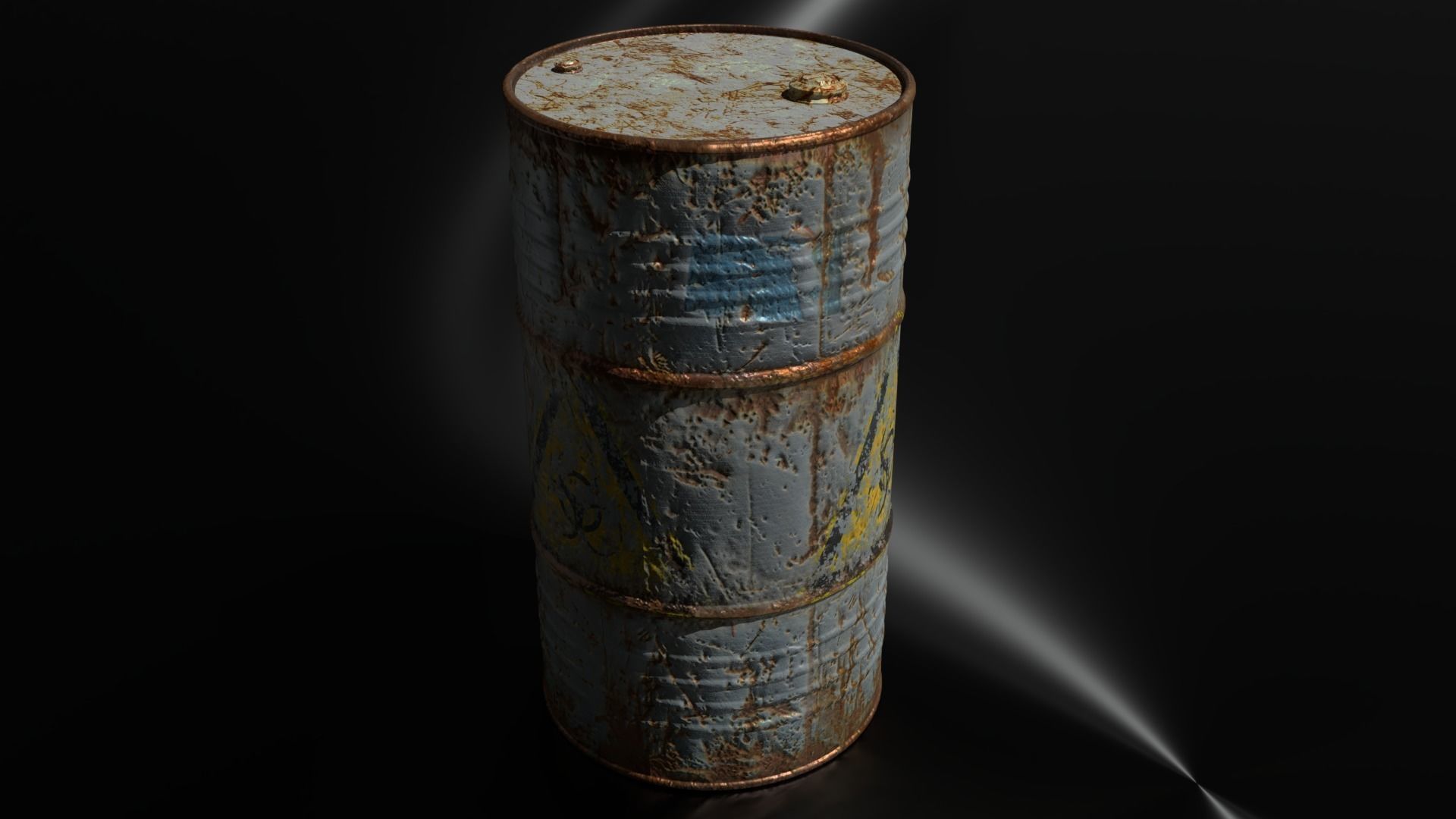 Old Blue Barrel Low-poly 3D model_4