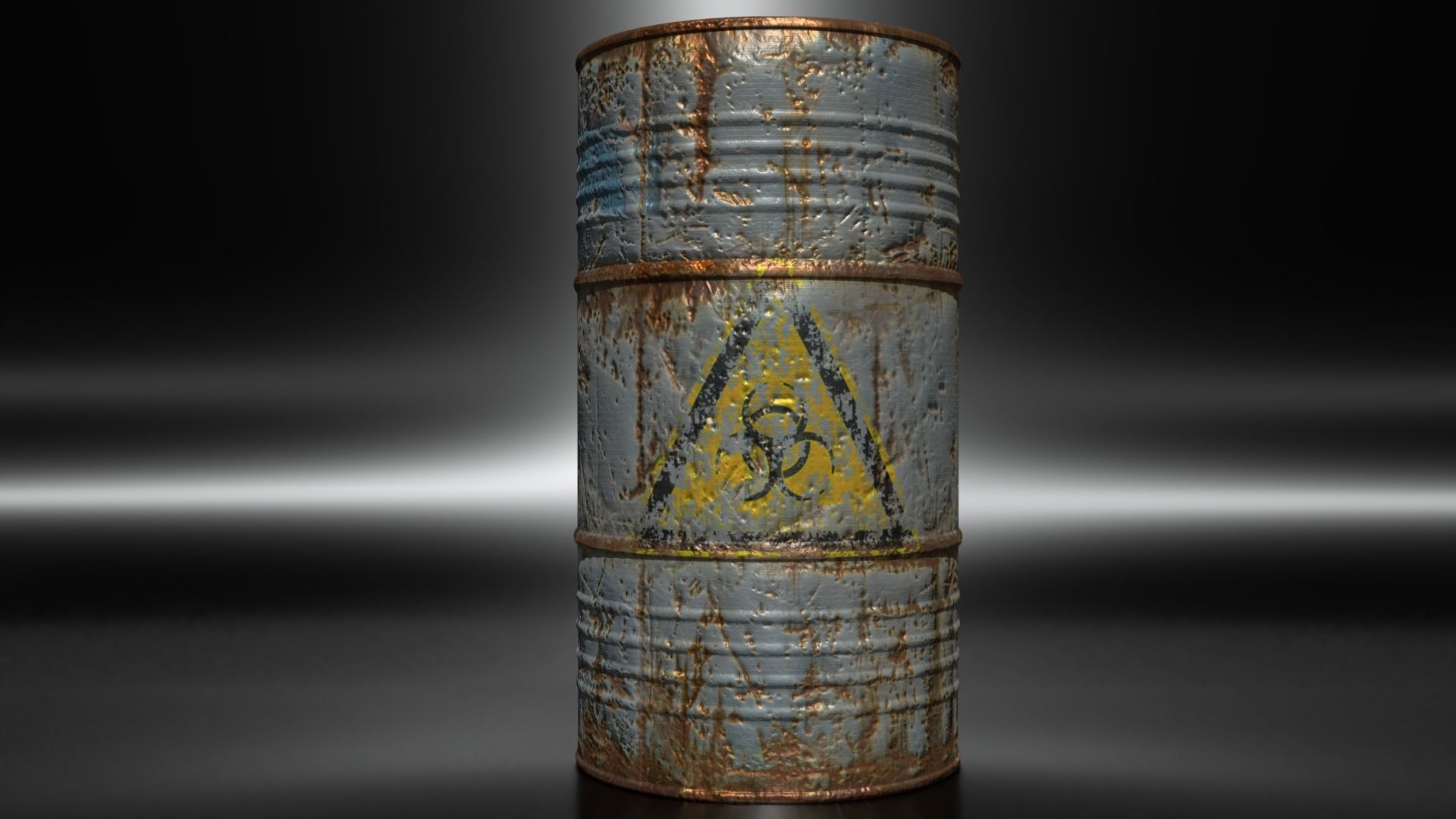 Old Blue Barrel Low-poly 3D model_1