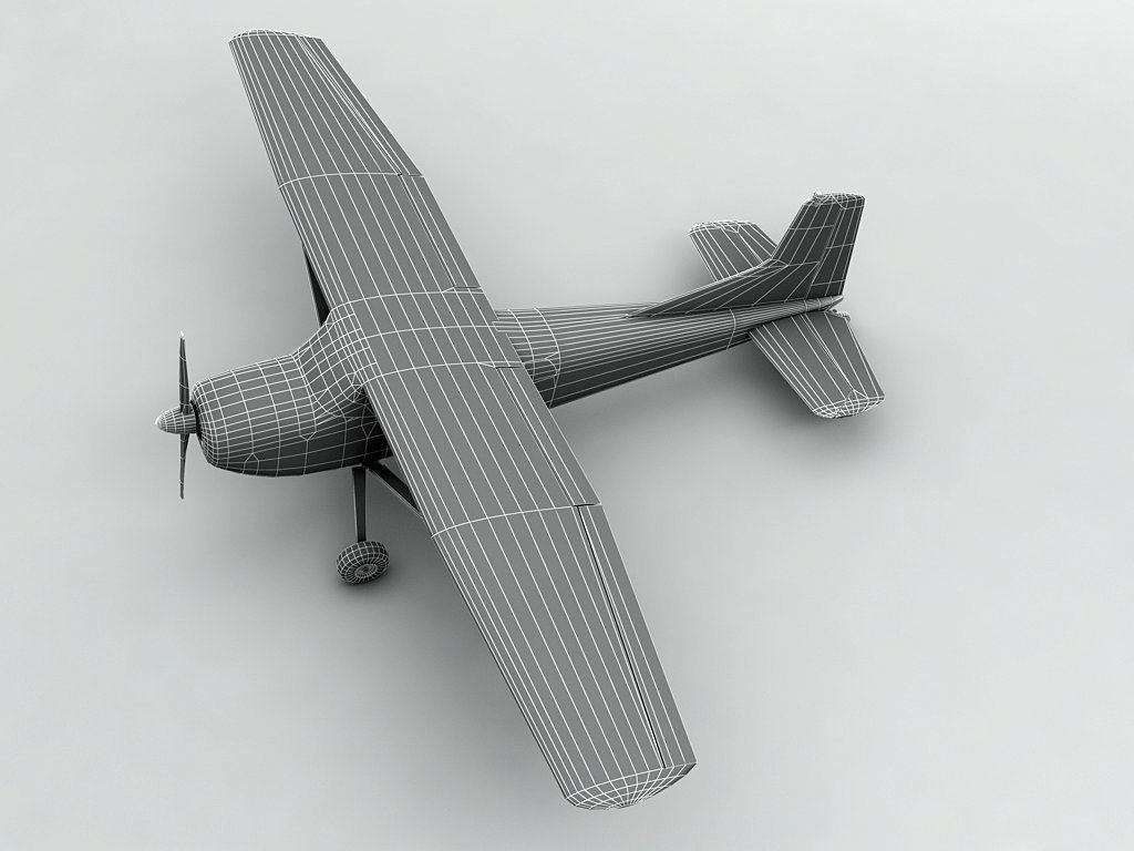  Cessna 185 Aircraft Low-poly 3D model_2