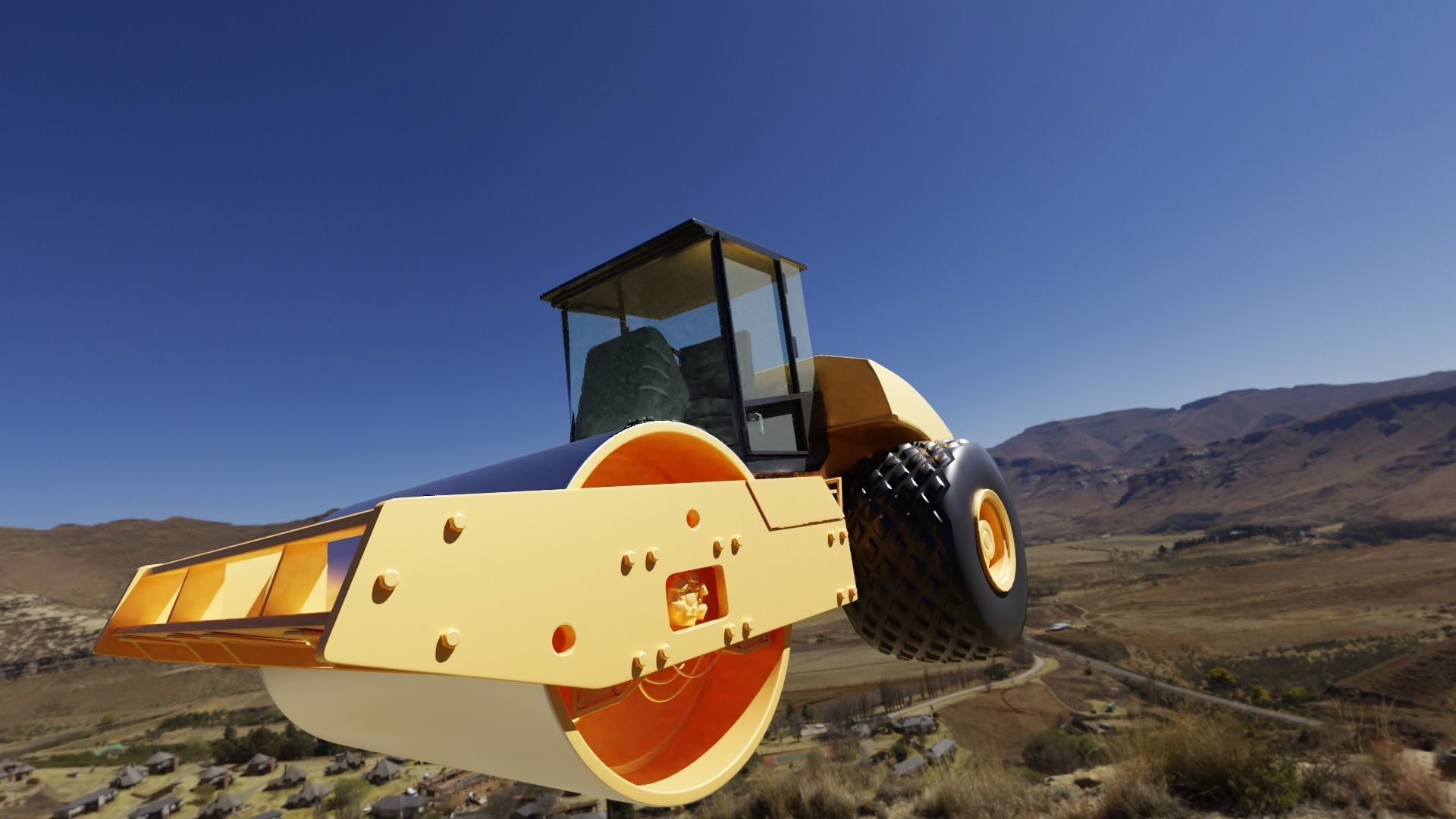 road construction vehicle vibratory contractor 3D model_2