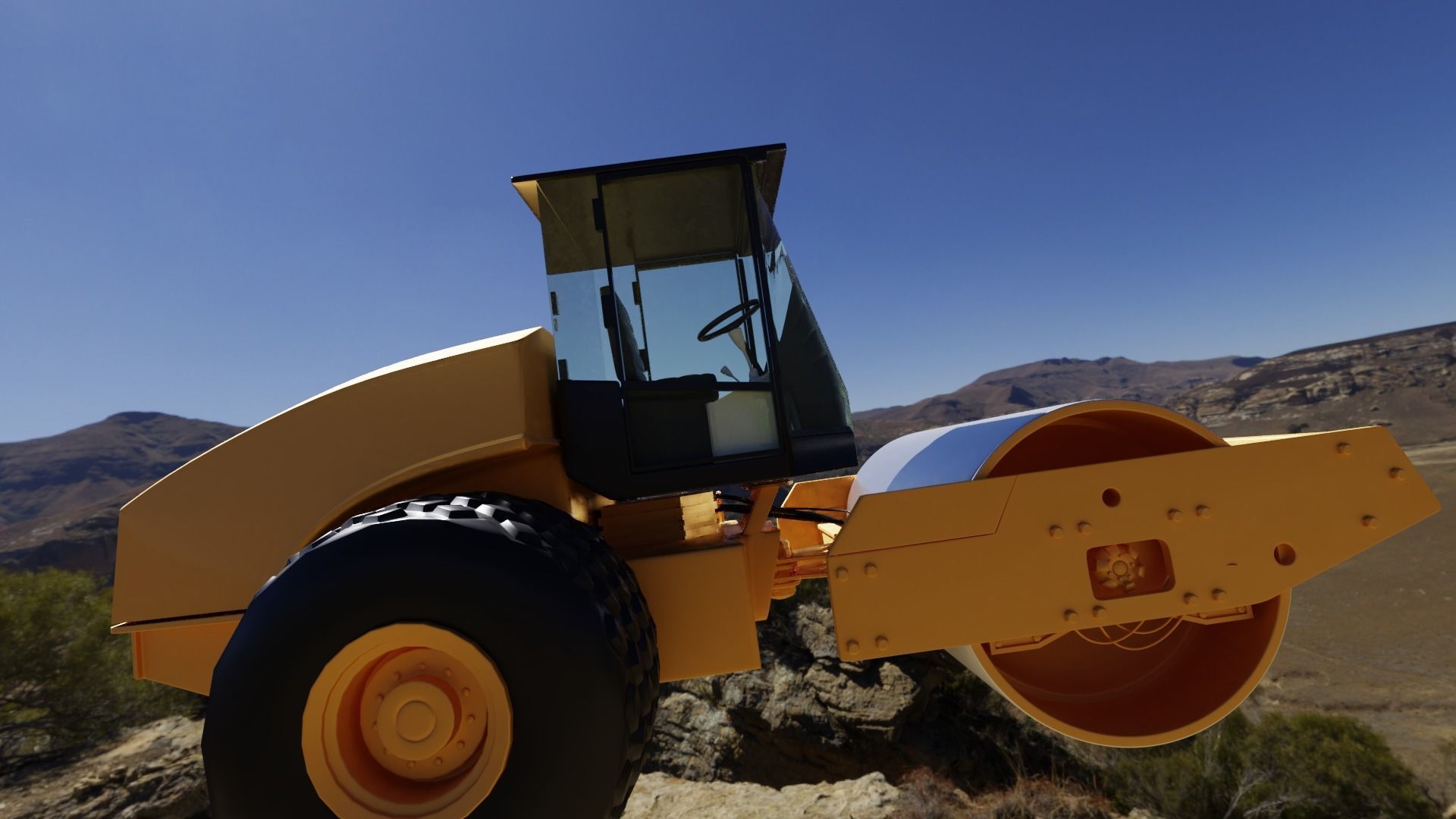 road construction vehicle vibratory contractor 3D model_3