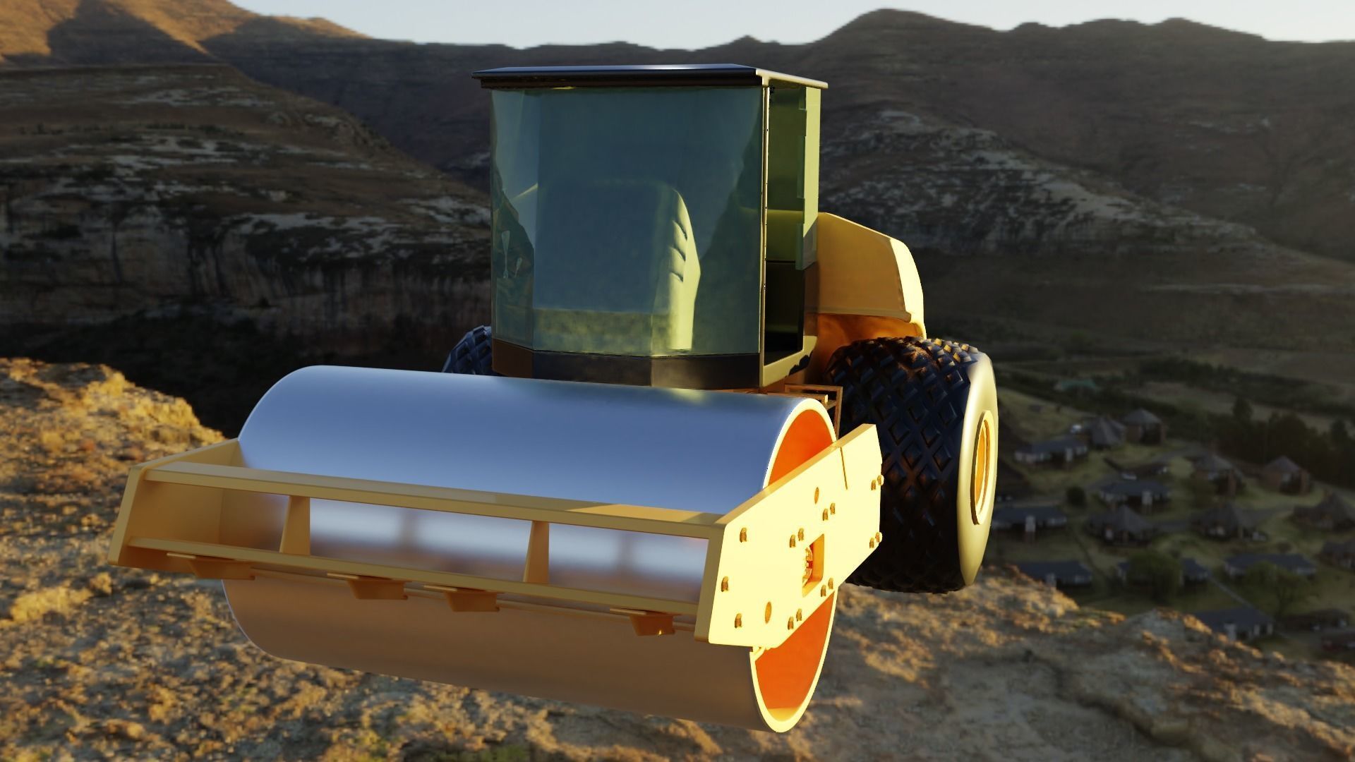 road construction vehicle vibratory contractor 3D model_9