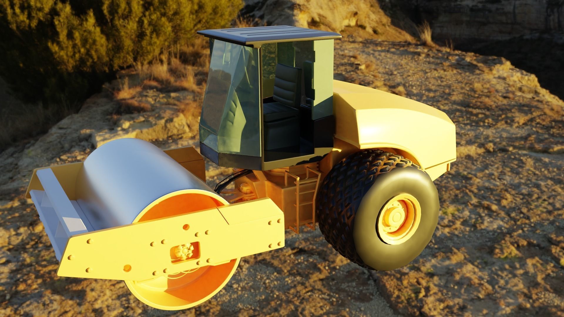 road construction vehicle vibratory contractor 3D model_10