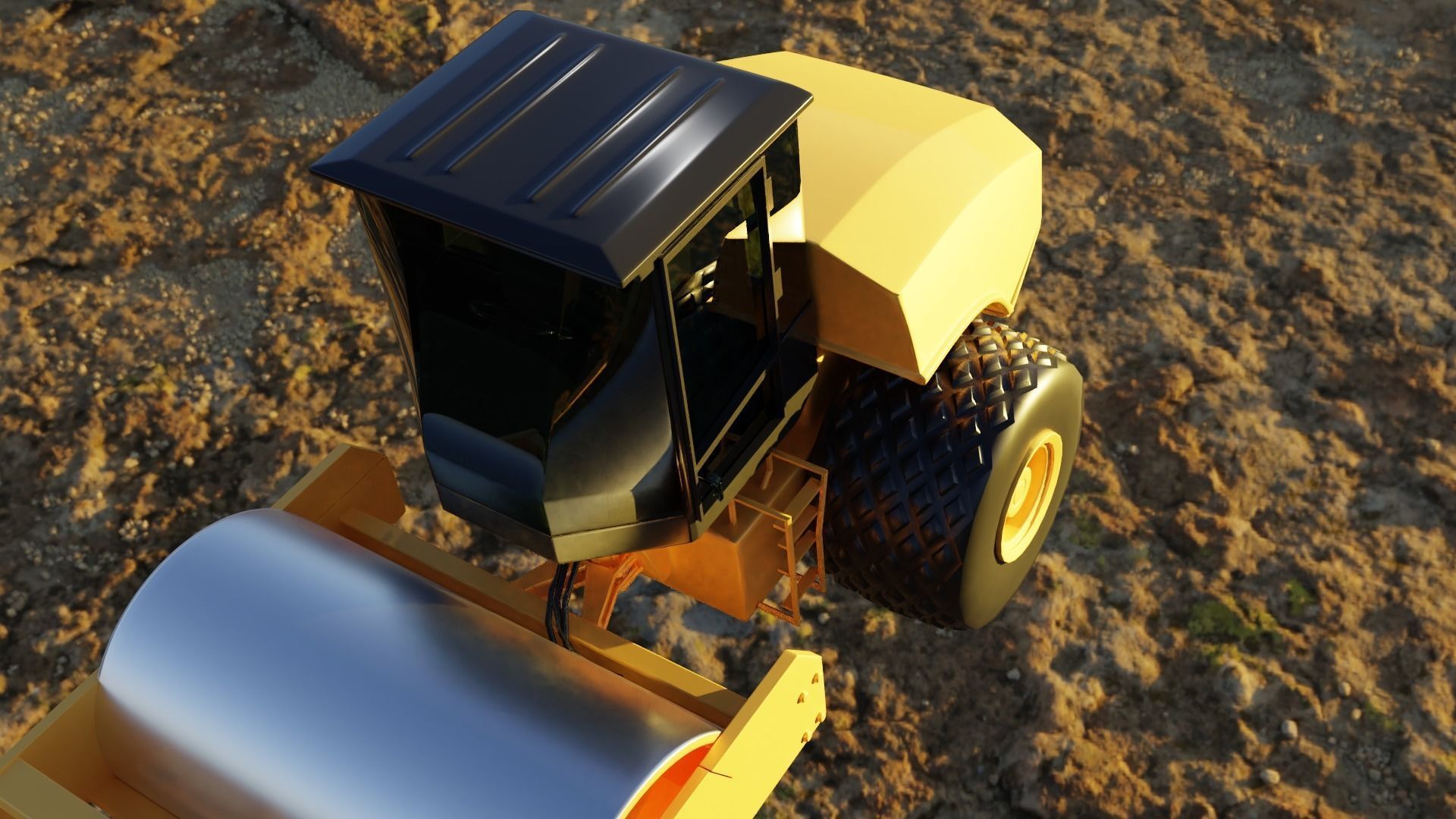 road construction vehicle vibratory contractor 3D model_6