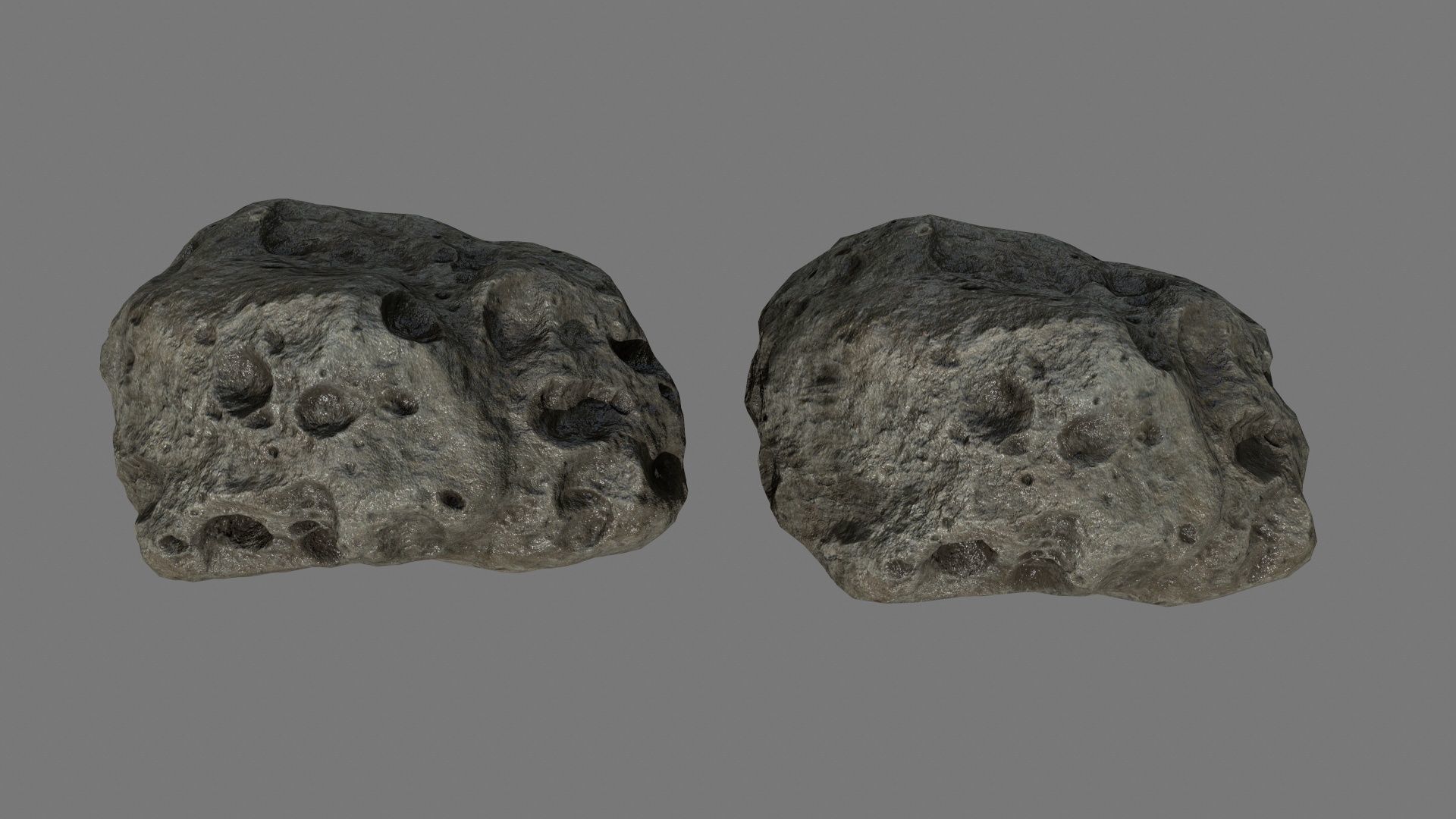 asteroid set rock with holes Low-poly 3D model_40