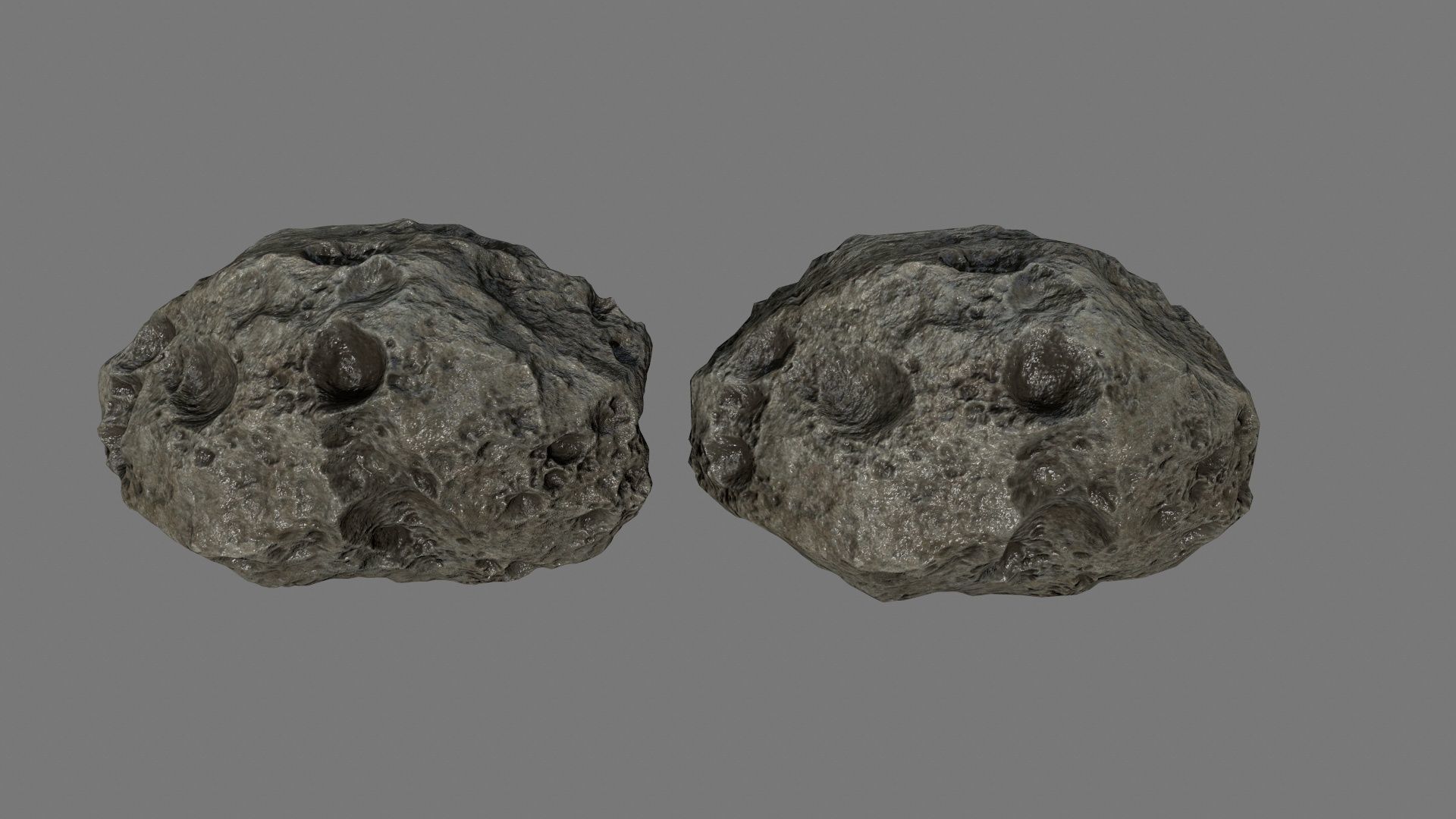 asteroid set rock with holes Low-poly 3D model_44