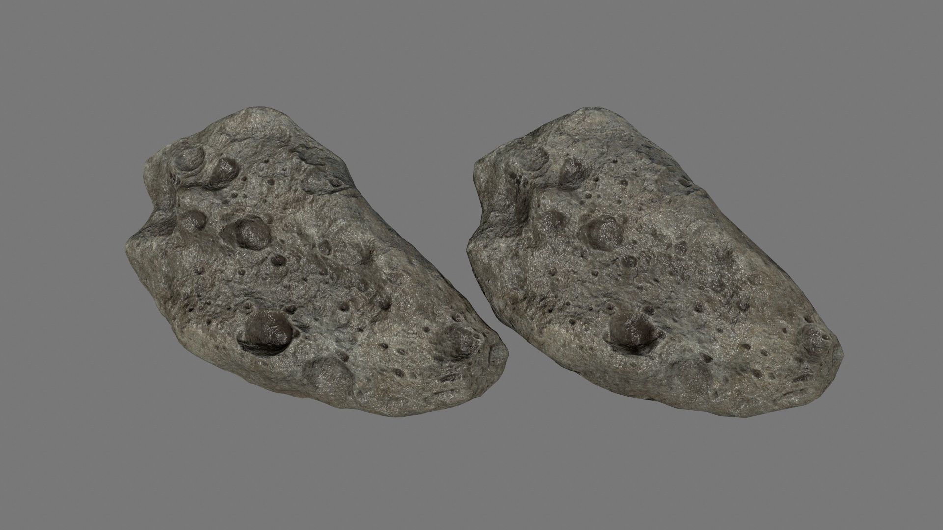 asteroid set rock with holes Low-poly 3D model_36