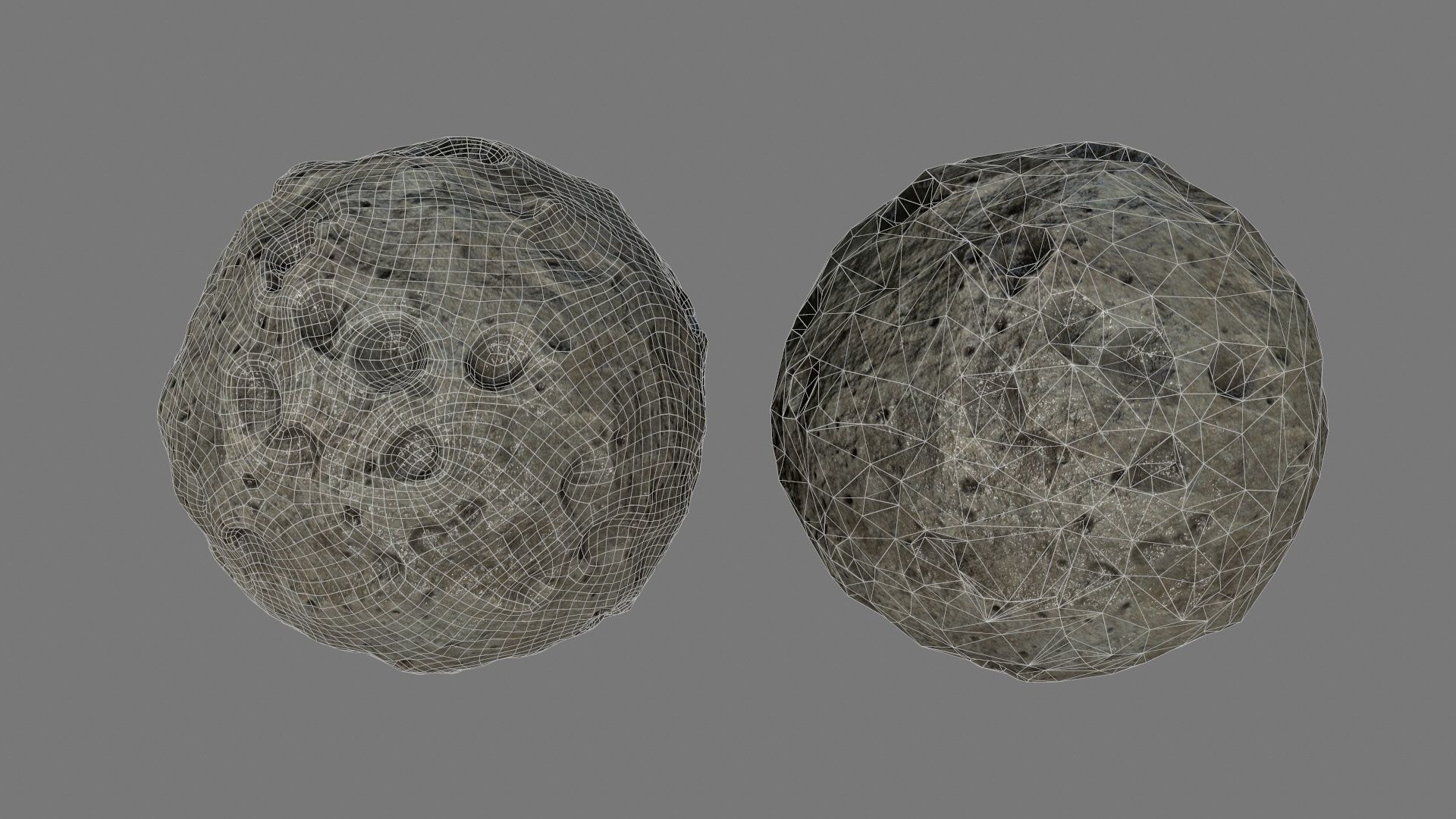 asteroid set rock with holes Low-poly 3D model_29