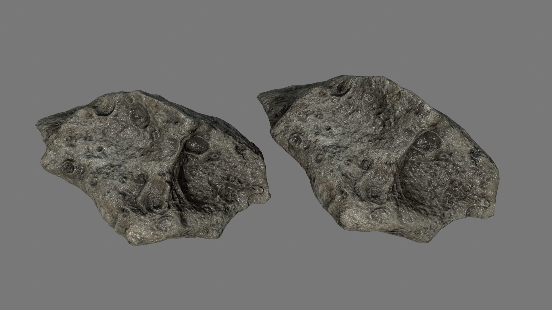 asteroid set rock with holes Low-poly 3D model_43