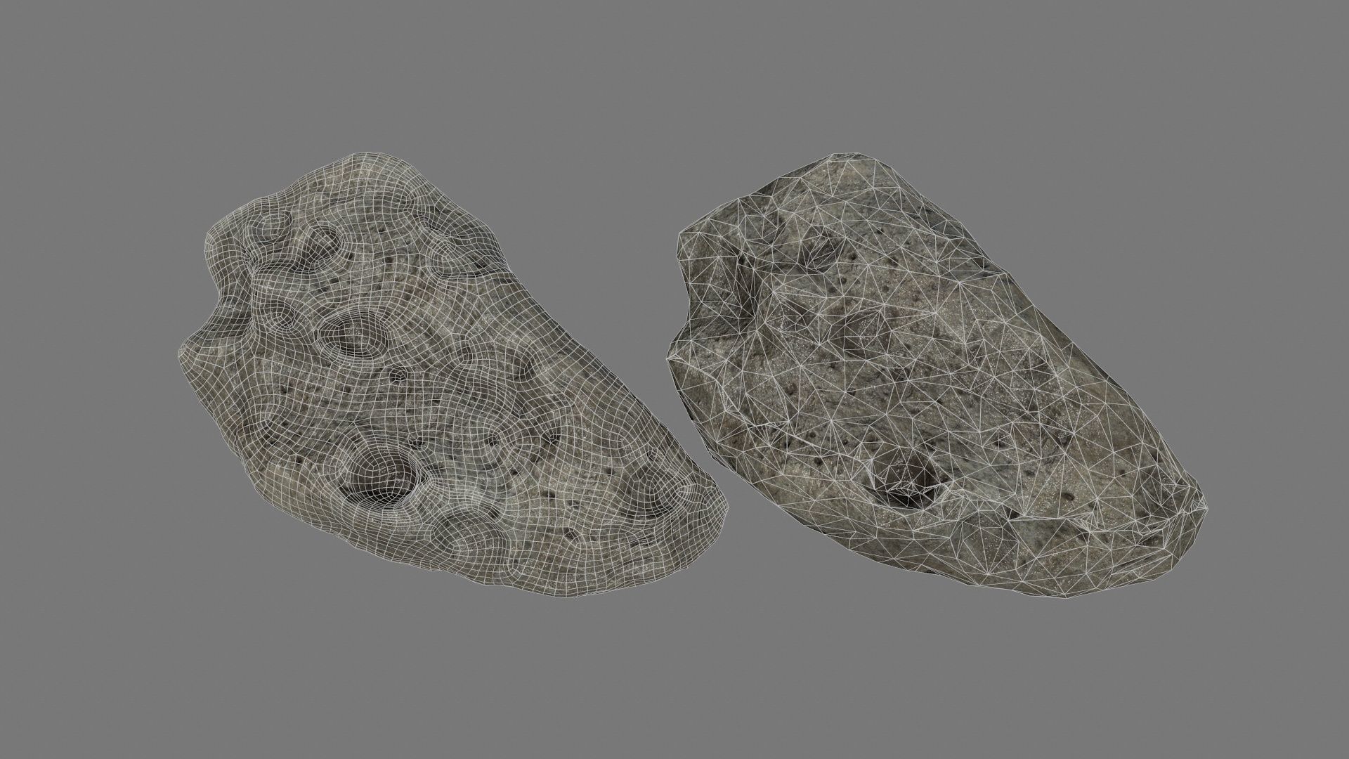 asteroid set rock with holes Low-poly 3D model_37