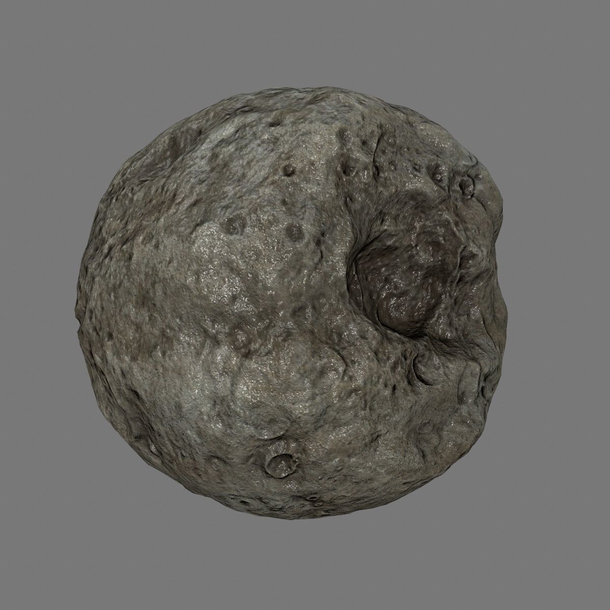 asteroid set rock with holes Low-poly 3D model_7