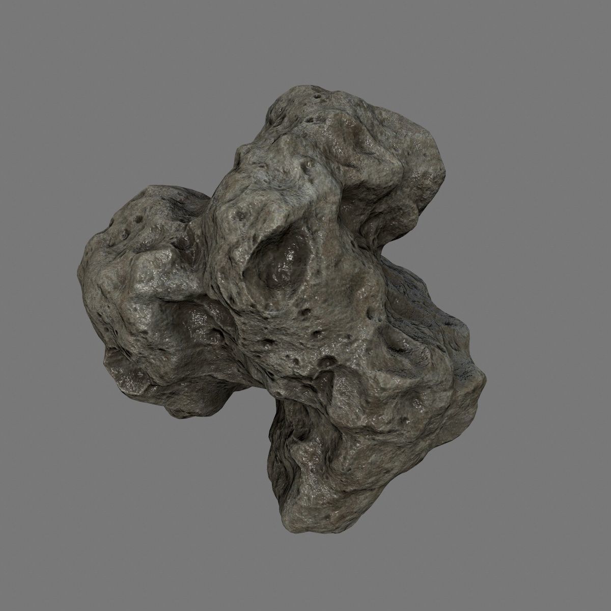 asteroid set rock with holes Low-poly 3D model_2