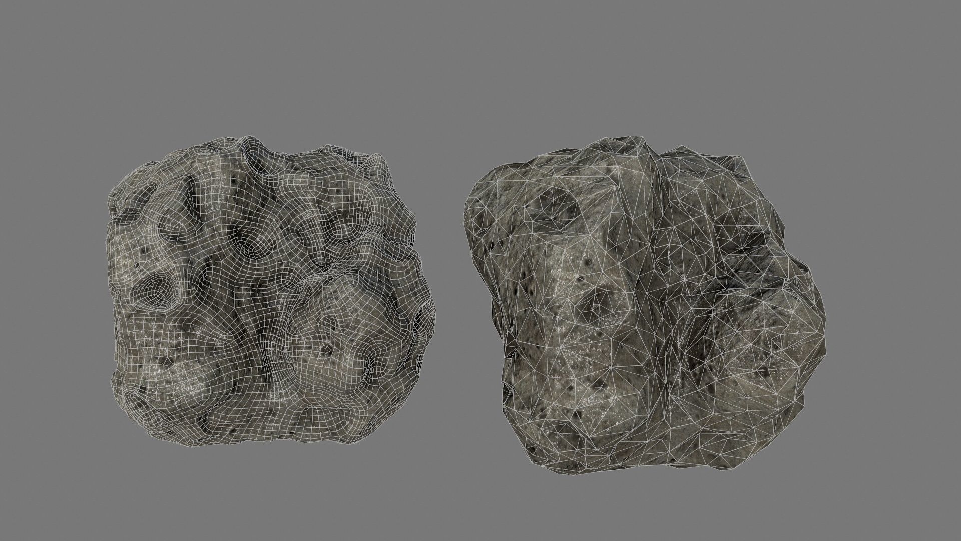 asteroid set rock with holes Low-poly 3D model_47