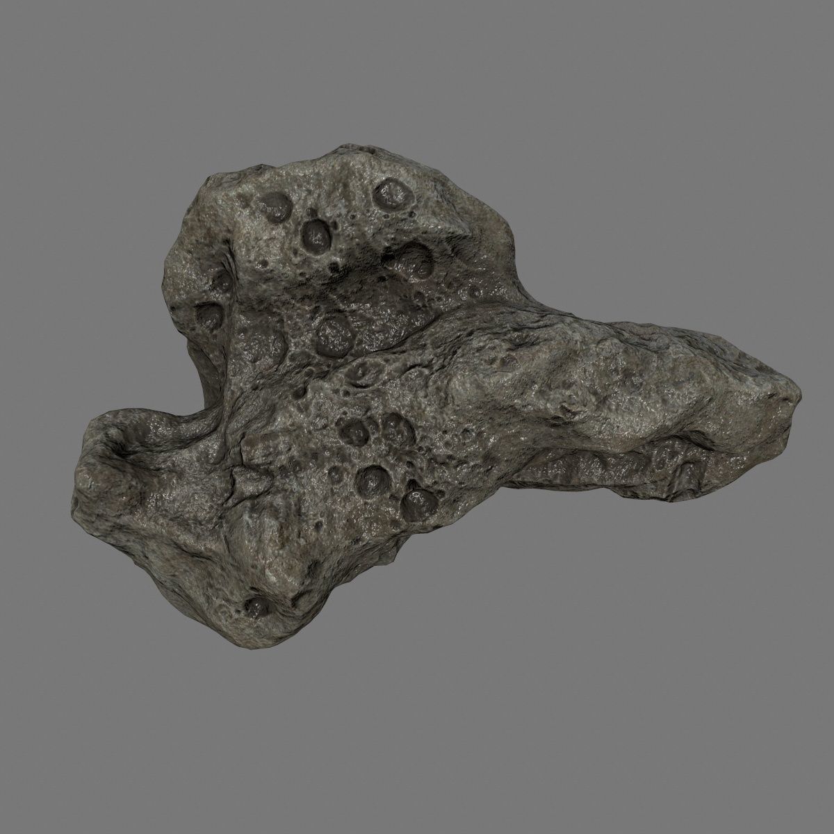 asteroid set rock with holes Low-poly 3D model_3