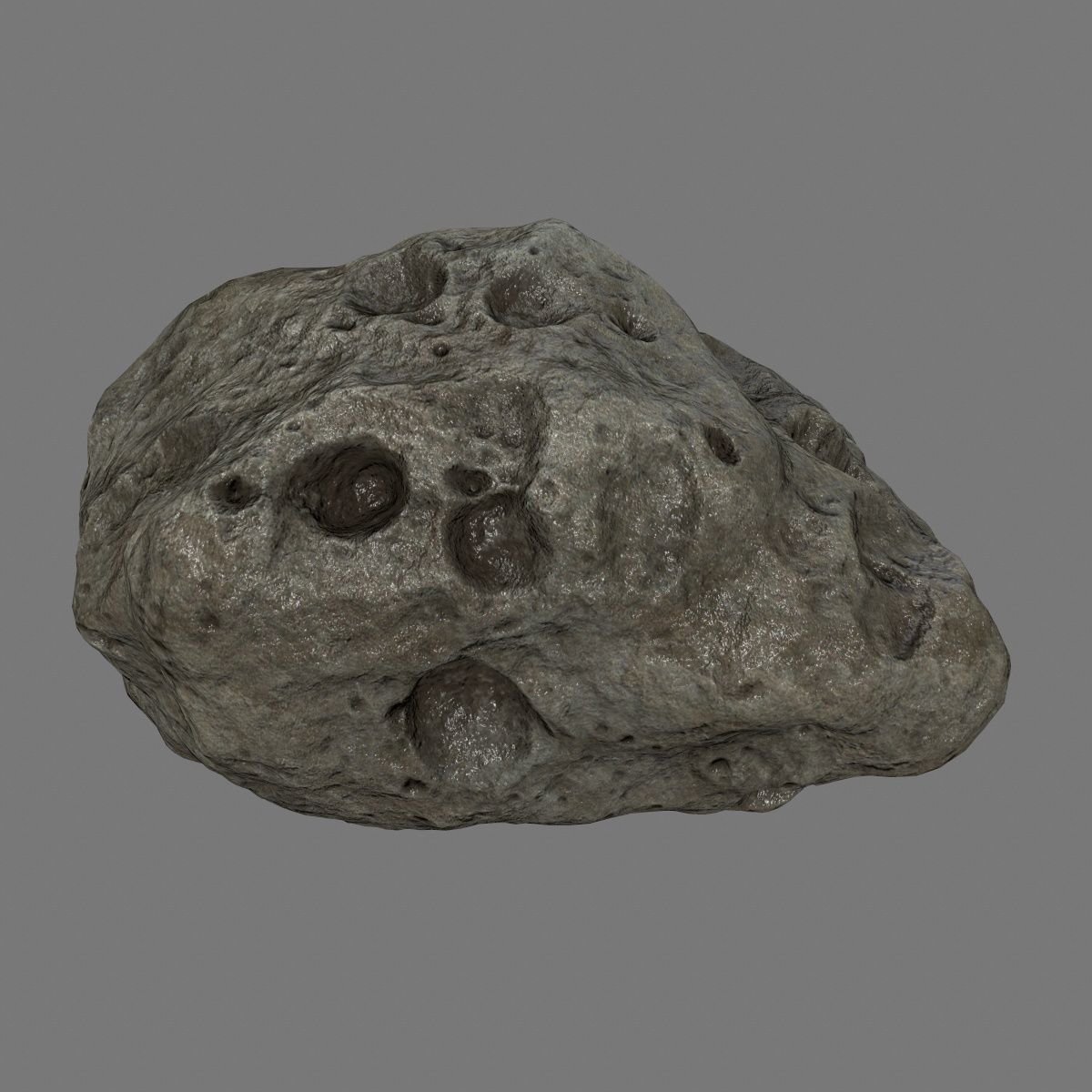 asteroid set rock with holes Low-poly 3D model_4